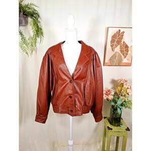 Vintage Otto D Madsen Copenhagen Women's Leather Jacket Brown Size 40 Large